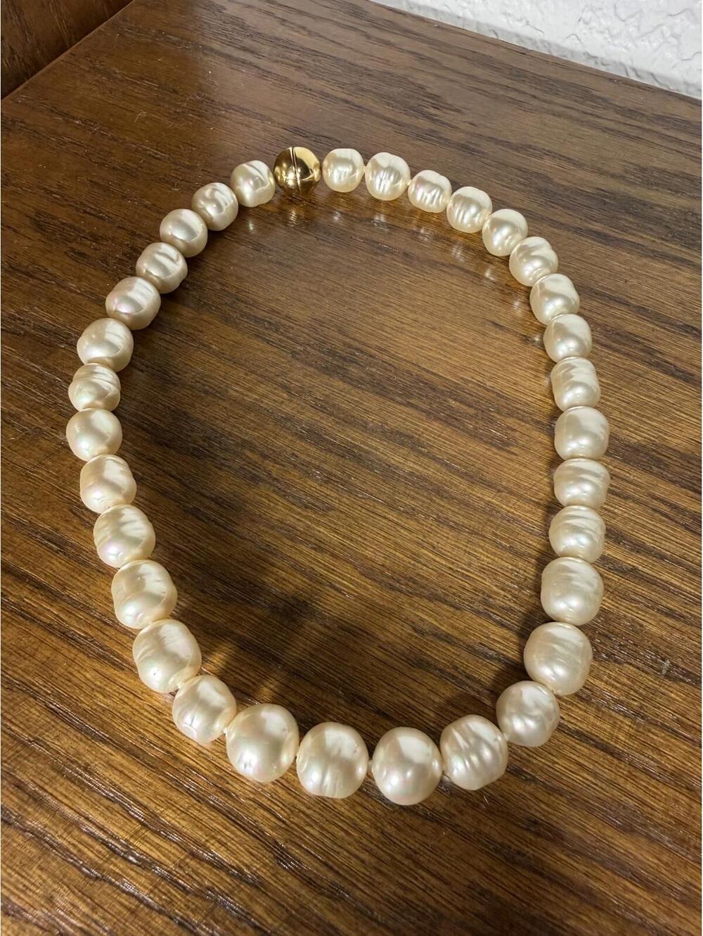 Chunky Baroque Mallorcan Pearl Choker Necklace with Gold Clasp